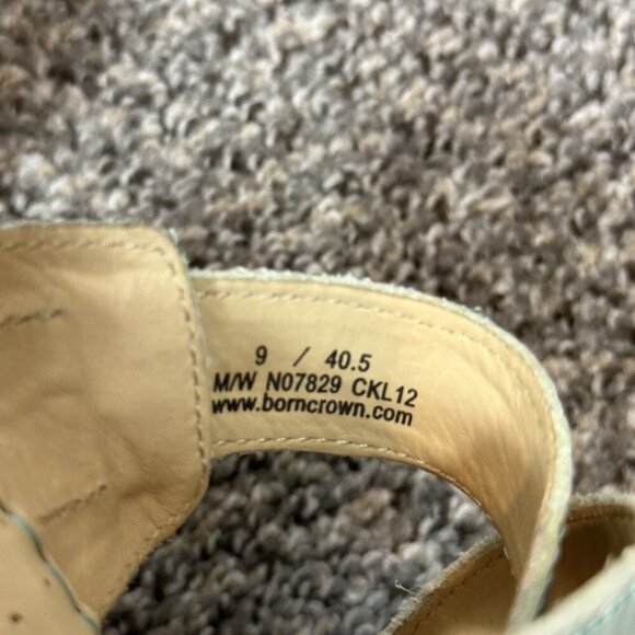 Born Emden Stacked Heel Sandals Women's Size 40.5 US 9 Strappy Sea Green - Picture 7 of 10